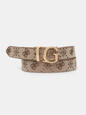 Guess pasek dwustronny NEDA damski kolor beżowy BW9267 P5330