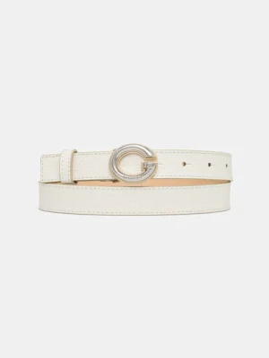 Guess pasek skórzany PUFFY damski kolor beżowy BW9233 P5215