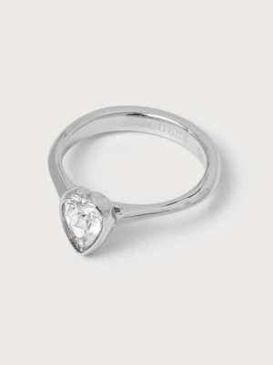Guess pierścionek damski ze stali nierdzewnej CRYSTAL LOVE srebrny