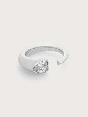 Guess pierścionek damski ze stali nierdzewnej z cyrkonią CRYSTAL LOVE srebrny