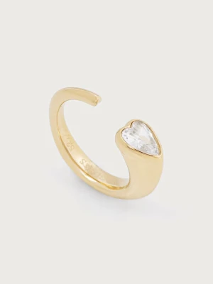 Guess pierścionek damski ze stali nierdzewnej z cyrkonią CRYSTAL LOVE złoty