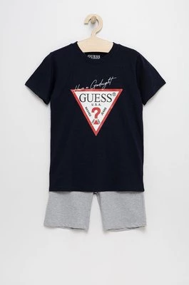 Guess piżama dziecięca kolor granatowy z nadrukiem
