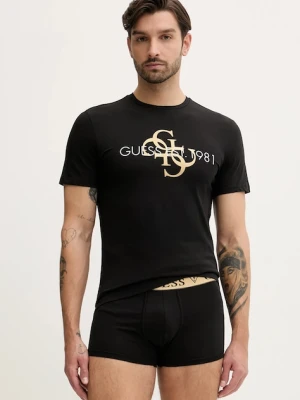 Guess piżama męska kolor czarny z nadrukiem U5BG94 K6YW1