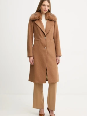 Guess płaszcz z dodatkiem wełny KAROLE kolor brązowy W5BL19 W2642
