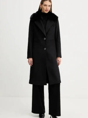 Guess płaszcz z dodatkiem wełny KAROLE kolor czarny W5BL19 W2642