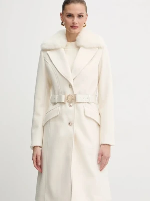 Guess płaszcz z domieszką wełny NEW PATRICE kolor beżowy W5BL25 W2672