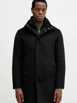 Guess płaszcz z domieszką wełny URBAN kolor czarny przejściowy M4BL30.WGJ82