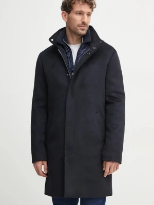 Guess płaszcz z domieszką wełny URBAN kolor granatowy przejściowy M4BL30.WGJ82