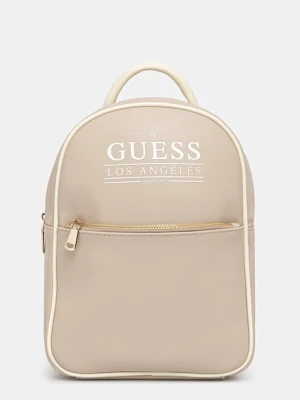Guess plecak FANCY damski kolor beżowy mały z nadrukiem V5YZ05 WHDX0