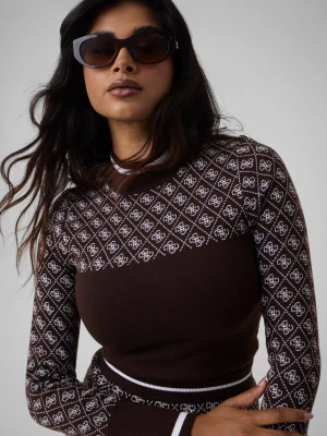 GUESS Półgolf Aubrey | Slim Fit | z dodatkiem wełny brązowy