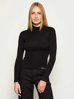 GUESS Półgolf JULIA | Slim Fit | z dodatkiem wełny i kaszmiru czarny