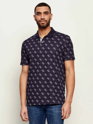 GUESS Polo ALL OVER 4G | Regular Fit granatowy