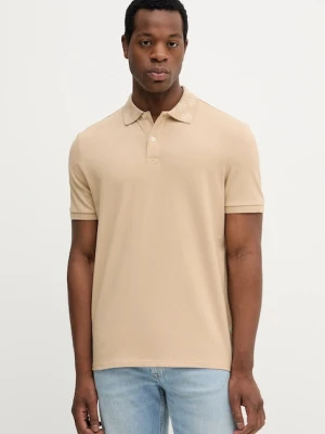 Guess polo bawełniane męski kolor beżowy gładki M5YP34 KCJV1