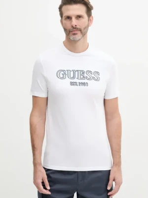 Guess polo bawełniane męski kolor biały gładki F5GP00 K9WF1