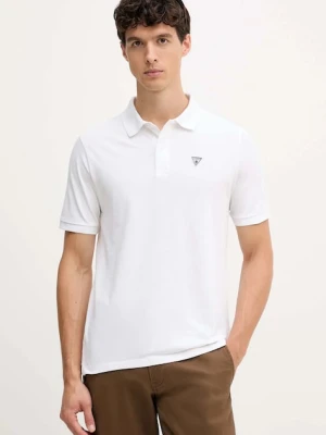 Guess polo bawełniane męski kolor biały gładki F5GP00 K9WF1