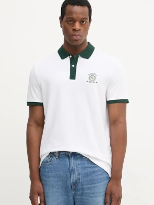 Guess polo bawełniane męski kolor biały z nadrukiem M5YP03 KCJV1