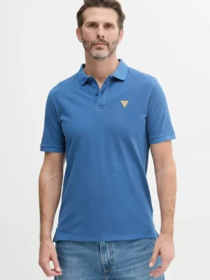 Guess polo bawełniane męski kolor niebieski gładki F5GP00 K9WF1