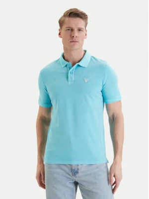 Guess Polo F6GP03 K9WF1 Turkusowy Slim Fit