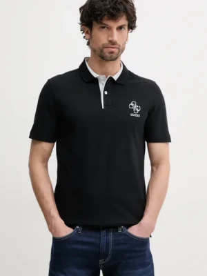 Guess polo LYLE męski kolor czarny z aplikacją M5GP60 K7O64