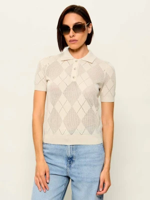 GUESS Polo Melody | Regular Fit | z dodatkiem wełny beżowy