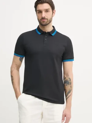 Guess polo męski kolor czarny gładki