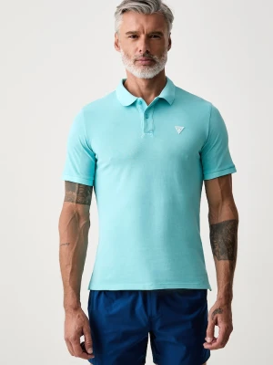 Guess polo męskie bawełniane turkusowy