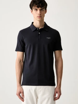 Guess polo męskie bawełniane z elastanem granatowy