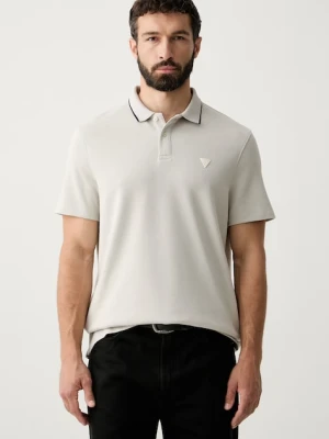 Guess polo męskie z bawełną beżowy