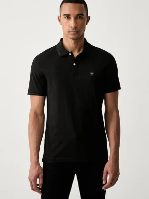 Guess polo męskie z bawełną czarny
