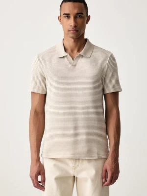 Guess polo męskie z bawełną JOHNNY beżowy