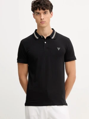 Guess polo NOLAN męski kolor czarny gładki M5YP66 J1314