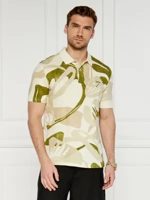 GUESS Polo SLUB AOP | Regular Fit | z dodatkiem lnu