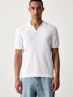 Guess polo swetrowe męskie z wiskozą biały