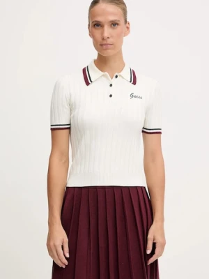 Guess polo z dodatkiem wełny SABINA damski kolor beżowy V5BP04 Z1152