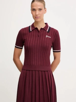 Guess polo z dodatkiem wełny SABINA damski kolor bordowy V5BP04 Z1152
