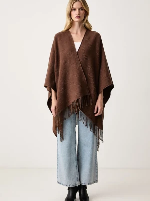 Guess poncho damskie brązowy