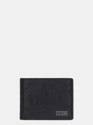 Guess portfel skórzany BOSTON męski kolor czarny SMBOMG LEA20