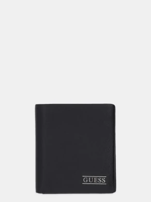 Guess portfel skórzany BOSTON męski kolor czarny SMNEBR LEA18
