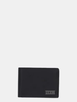 Guess portfel skórzany BOSTON męski kolor czarny SMNEBR LEA27