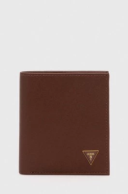 Guess portfel skórzany SCALA męski kolor brązowy SMSCLE LEA22