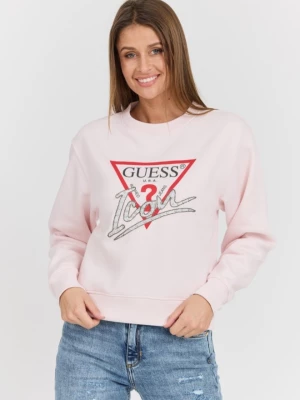 GUESS Różowa damska bluza Icon z dużym logo