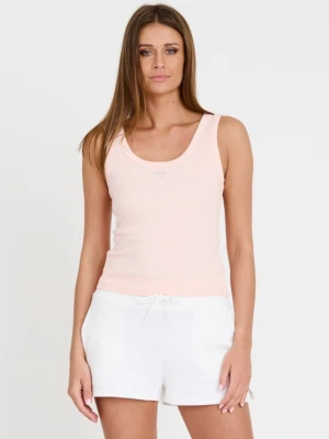 GUESS Różowy damski top Triangle Bling Rib Tank, Rozmiar M
