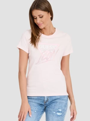 GUESS Różowy T-shirt Icon Tee