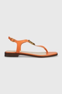 Guess sandały skórzane MIRY damskie kolor pomarańczowy na platformie FL6MRY LEA21