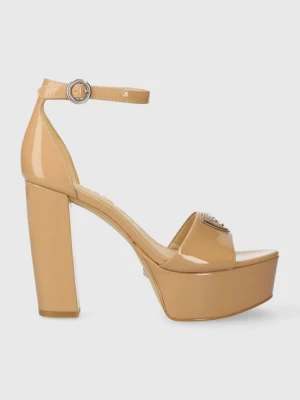 Guess sandały skórzane SETON kolor beżowy FLPSET PAT03