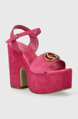 Guess sandały zamszowe CLODY kolor różowy FLJCLO SUE04