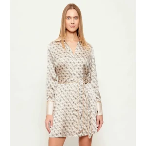 GUESS Satynowa sukienka z paskiem BLERTA