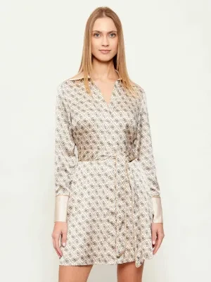 GUESS Satynowa sukienka z paskiem BLERTA