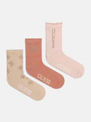 Guess skarpetki RHINESTONES 3-pack damskie kolor różowy O5RG07 KBZU0