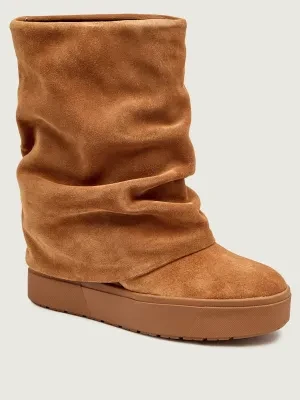 Guess Skórzane botki na koturnie GUINNA
